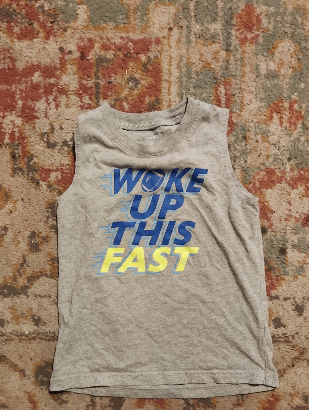 Carter's Gray Tank with Blue and Neon Yellow Graphic